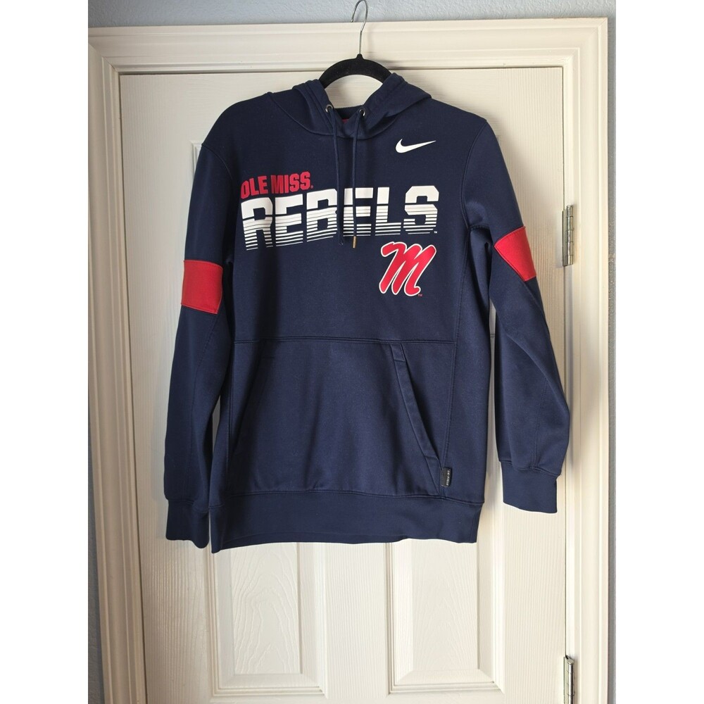 Men's Nike Ole Miss Rebels On-Field Dri-Fit Team Hoodie Size S Blue Red